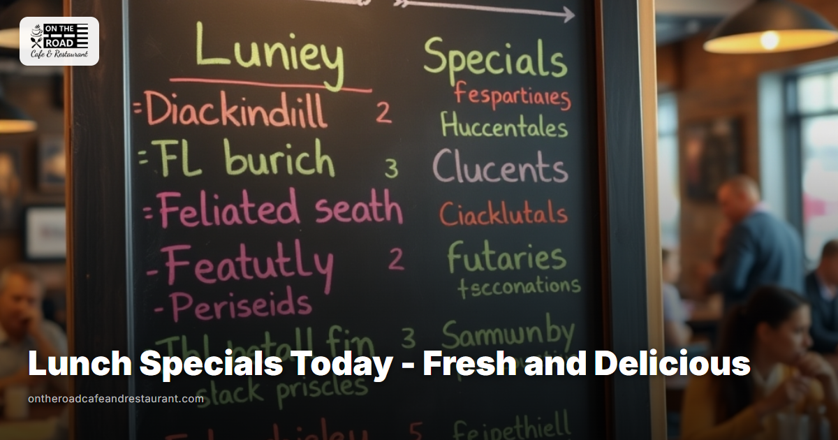 Lunch Specials Today - Fresh & Delicious at On The Road Restaurant